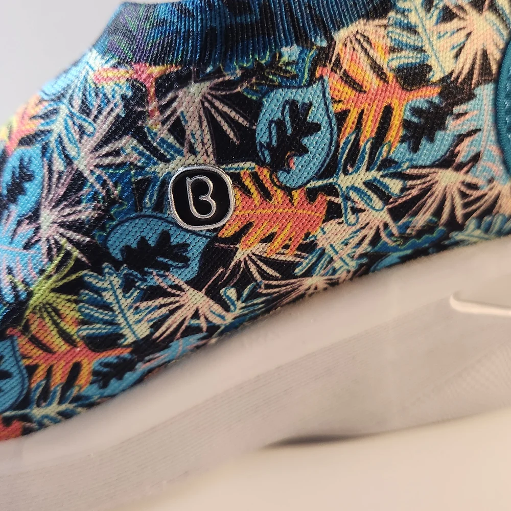 Bzees Tropical Leaf Print Slip‑On Mule‎ Wedge Women’s Size 7.5 Comfort Rare